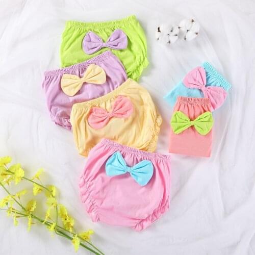 3PCS/Lot Cute Bowknot Cotton Girls Panties 0-4T Baby Girl Underwear Toddler PP Shorts Bloomers Ruffle Child Baby Panties