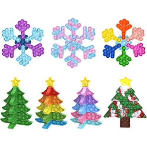 3D Stitchable Christmas Tree Bubble Toy Snowflower Silicone Push Bubble Fingertip Toys Anti-Stress Set Stress Reliever Sensory