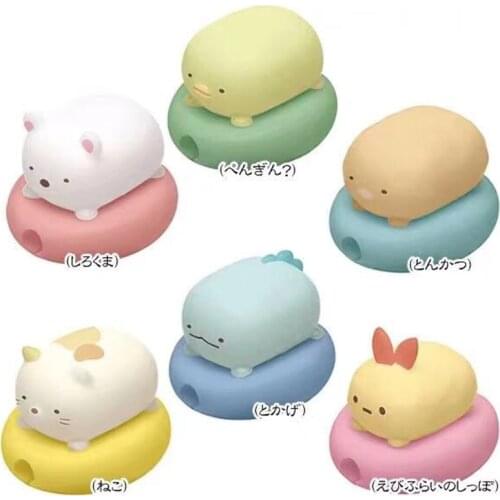 6 Pcs/set Cute Sumikko Corner Bio Data Line Protector Anime Action Figure Cartoon USB Phone Charging Cable Protective Case toy