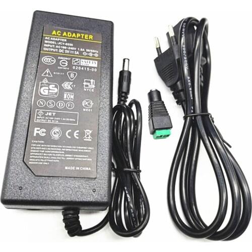 5V 5A EU Plug AC DC Adapter 1pcs AC 100V-240V inputs Converter Adapter to DC 5V 5000mA 25W Power Supply DC 5.5mm x 2.1-2.5mm