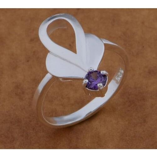 AR593 Trendy wholesale r ring, r fashion jewelry, up and down heart inlaid purple stone /azhajqoa azoajqva