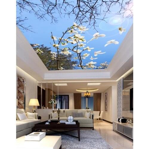 White flowers sunshine ceiling 3d wallpaper modern for living room murals ceilings 3d mural paintings