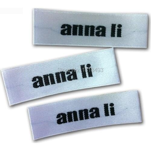 Free shipping customized white satin woven labels/clothing labels/tags/garment collar labels/main labels/hang tag/printed tags