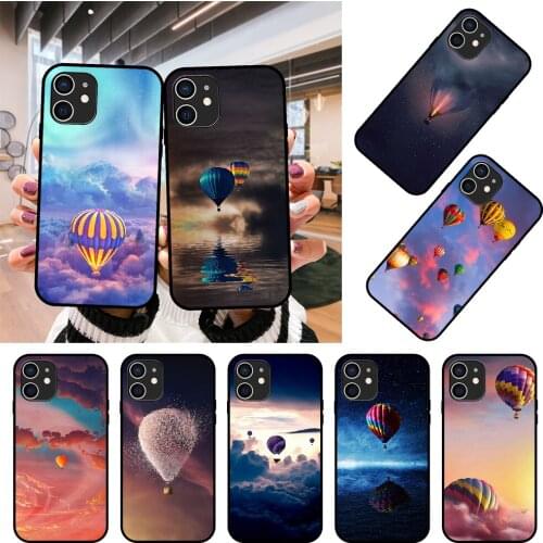 Phone Case For Apple IPhone 12 Mini 11 Pro XS MAX 7 8 6S X XR Plus 2020 Black Cover Etui Art Funda Hot Air Balloon Rising