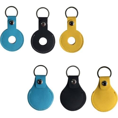 Hot kf-6Pcs PU Leather Case with Key Ring Buckle Sleeve Locator Location Tracker Protective Cover Shell for Airtags Finder