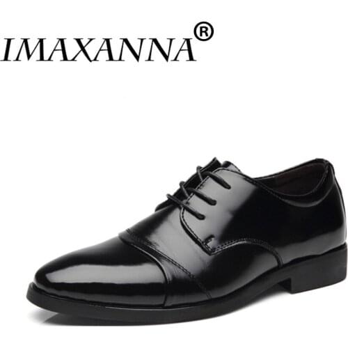 IMAXANNA Mens Dress Shoes Genuine Leather Shoes Men Oxford Wedding Shoes Black Brown Top Quality