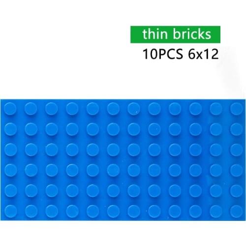 DIY Building Blocks Thin Bricks 10pcs 6x12Dots Educational Creative Size Compatible With Other Brand Assemble Toys for Children