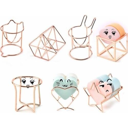 Rose Gold Makeup Puff Rack Drying Hanger Beauty Makeup Powder Puff Blender Storage Rack Egg Bracket Sponge Drying Stand Holder