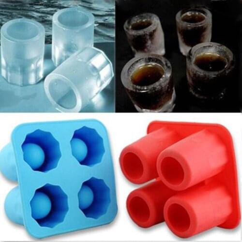 Creative 4 Cups Glass Shaped Silicone Cube Freeze Mold Maker Ice Cream Tools Bar Tools Ktchenware
