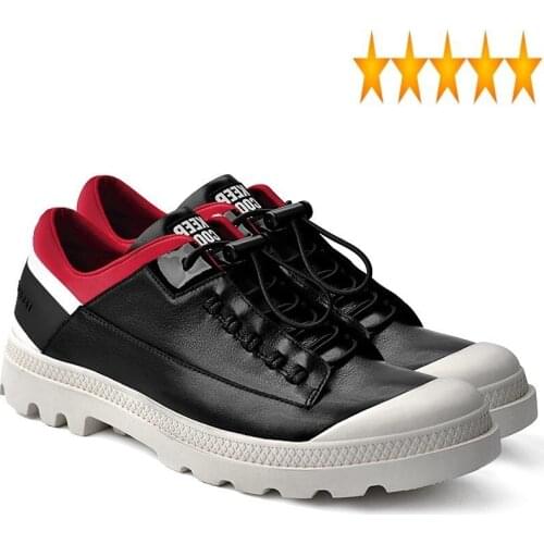 Brand Casual 2021 New Men Full Grain Leather Non-Slip Sneakers Homme Designer Breathable Work Shoes Man Black 38-44