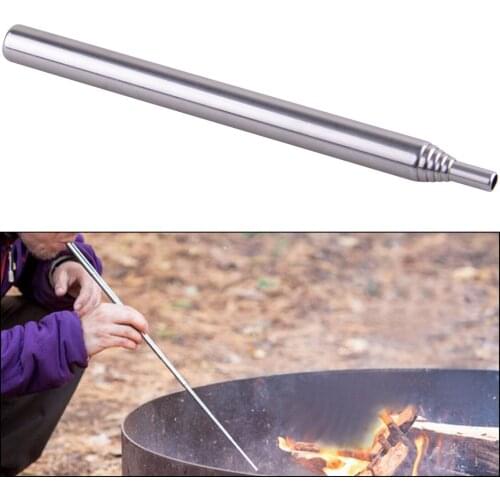 LETAOSK Outdoor Camping BBQ Campfire Tool Pocket Bellows Builds Fire Stainless Steel By Blasting Air Collapsible 13-62cm