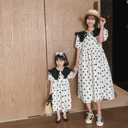 Mother and womens polka dot princess dress, family matching clothes, summer girls, mothers, daughters, fashionable dresses