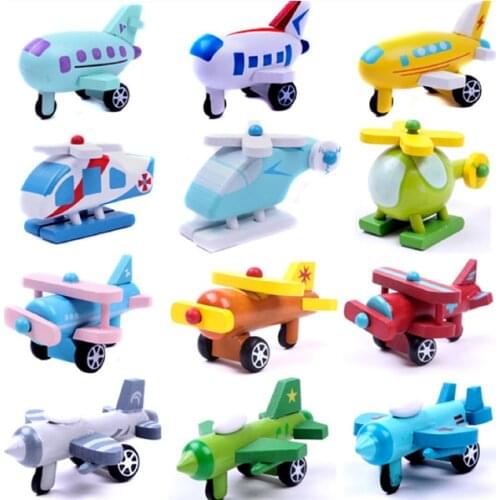 X002 12pcs mini wooden airplane models kit airplane classic wooden model baby learning plan education toys for younger kids ho