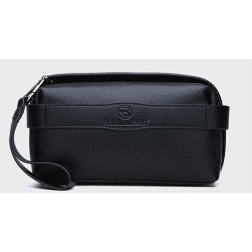 Mens handbag casual genuine leather male clutch bag fashion soft leather hand bag large capacity mens purse man business bag