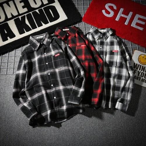 Casual Mens Plaid Shirts Spring Autumn New Plus Velvet Long-Sleeved Warm Japanese Retro Lapel Shirt Tops Versatile 2021 Hot