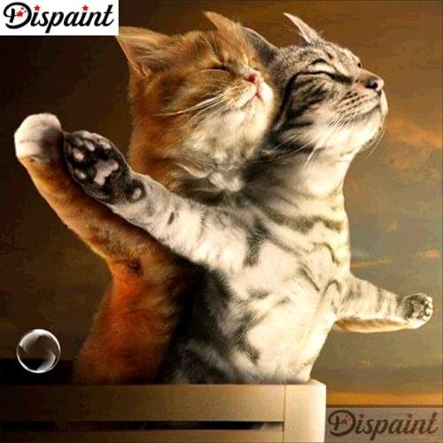 Dispaint Full Square/Round Drill 5D DIY Diamond Painting "Animal cat" Embroidery Cross Stitch 3D Home Decor A10444