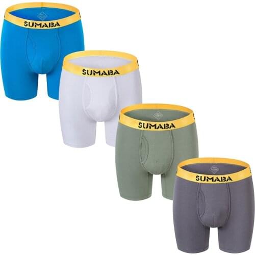 4-Pack Mens Underwear Boxershorts Trend Youth Ventilation Boxer Briefs Multicolor Combination Bamboo Breathable Soft Panties