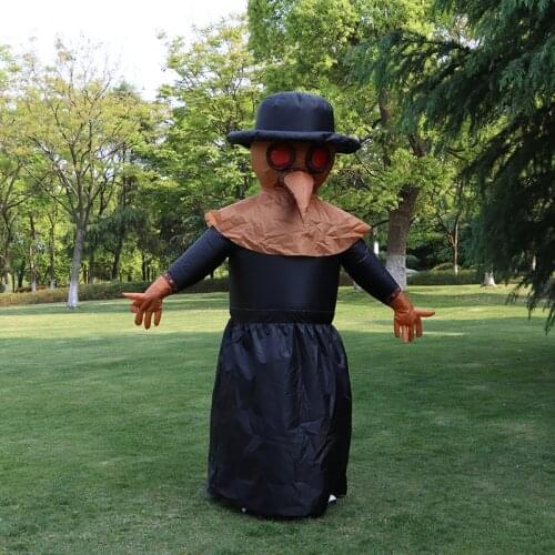 New Medieval Steampunk Plague Doctor Bird Beak Inflatable Costume Adult Halloween Cosplay Costumes Party Role Play Disfraz suit