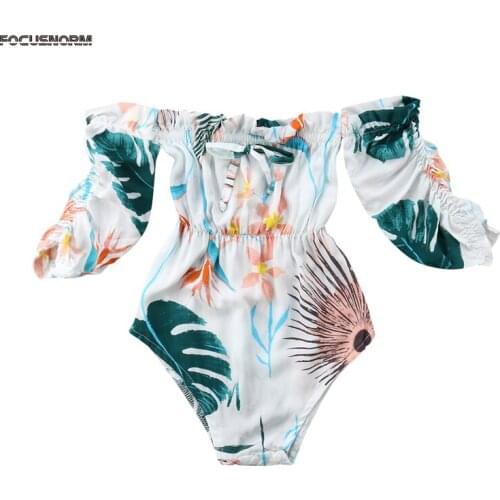 New Fashion Infant Newborn Baby Girl Clothes Set Off Shoulder Long Sleeve Romper Jumpsuit Sunsuit Outfit