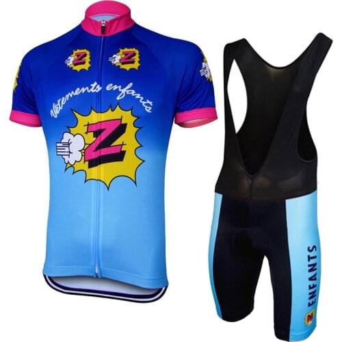 NEW Z RACING Team Pro Cycling Jersey Set Mens blue Cycling Clothing bike wear gel Pad