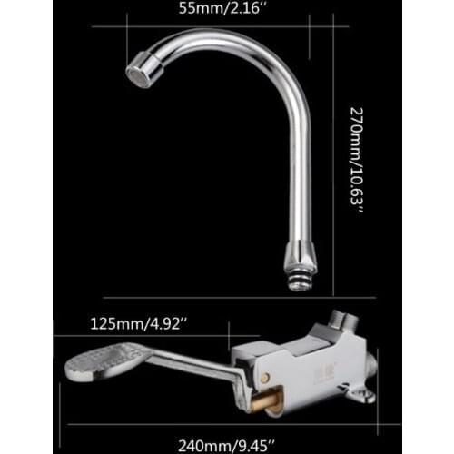 Foot Pedal Control Valve Faucet Kitchen Sink Water Tap Vertical Basin Switch Faucet Single Cold Tap P15D
