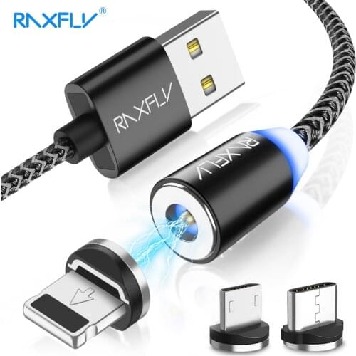 RAXFLY Magnetic Charging Lighting Cable For iPhone X XS Magnet Charger USB Cable Micro USB Type C Cable For Xiaomi Redmi Note 7