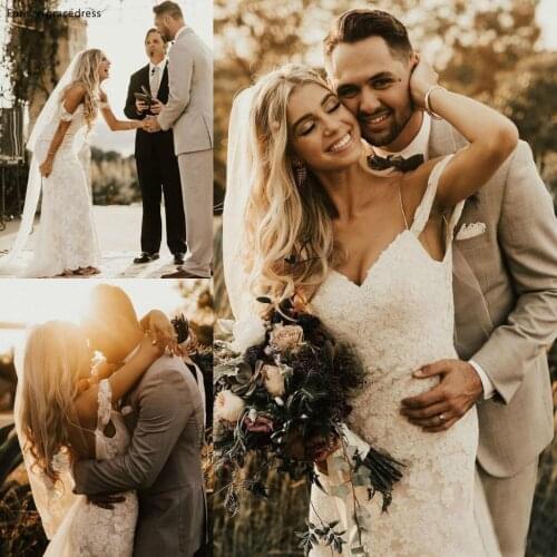 Mermaid Full Lace Wedding Dresses Off Shoulder Backless Women Wear Formal Bridal Gowns Custom Made Plus Size Available