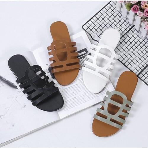 Roman Style Sandals Ladies 2021 Fish Scale Tailoring Flat Sandals Designer Ladies Comfortable Beach Summer Women White Slippers