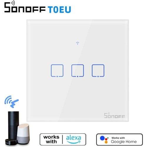 SONOFF T0 EU TX Wifi Touch Wall Light Wireless Switch Smart Home 1/2/3 Gang Voice/APP Remote Control Work With Alexa Google Home