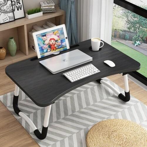 Folding Laptop Table with Slot Hole Portable Laptop Desk for Bed Sofa Study Desk Bed Table