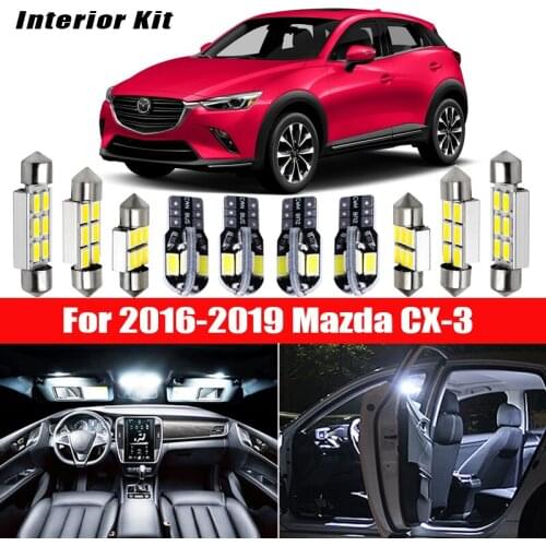 10x Canbus Error Free LED Interior Light Kit Package for 2016-2019 Mazda CX-3 Car Accessories Map Dome Trunk License Light