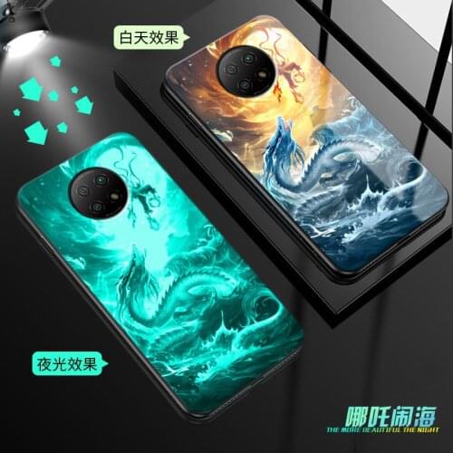 Luminous Case For Xiaomi Redmi Note 9T 5G Case M2007J22 Glow in Dark Tempered Glass Back Cover For Xiaomi Redmi Note 9T 5G Cover
