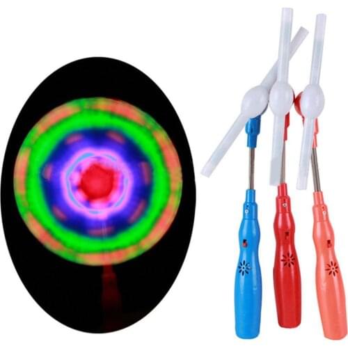 Random Color Flashing Light Up LED Spinning Music Windmill Strip Shape Child Toy Gift Plastic Windmill Toy