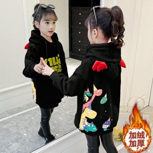 Girls' Hoodies Sweatshirts Kids Underwear 2021 Beautiful Plus Velvet Thicken Winter Autumn Jacket Cotton Outdoor Childrens Clot