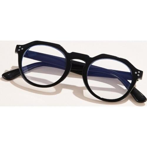 Vintage Fashion Anti Blue Light Computer Round Rivet Glasses Men Women Myopia Prescription Eyeglasses Frames New Optical Eyewear