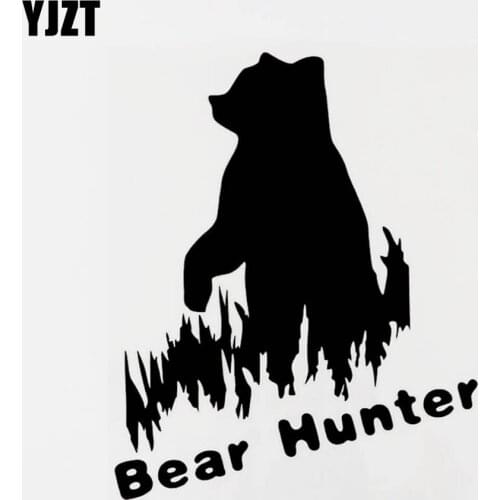 YJZT 13.5CM×16.6CM Fashion Decal Animal Bear Hunter Vinyl Car Sticker Black/Silver 8C-0364