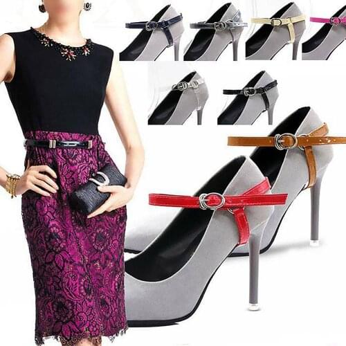 Detachable Triangle Bundle Shoelace Anti-slip Faux Leather High Heels Shoe Strap sneakers for women zapatos de mujer 2020