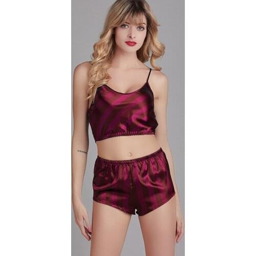 Women Two-piece Ice silk Pajamas Hot Sale Sexy Suspender Pajamas Fashion Home Classic Shorts Pajamas Summer Breast wrap Pajamas