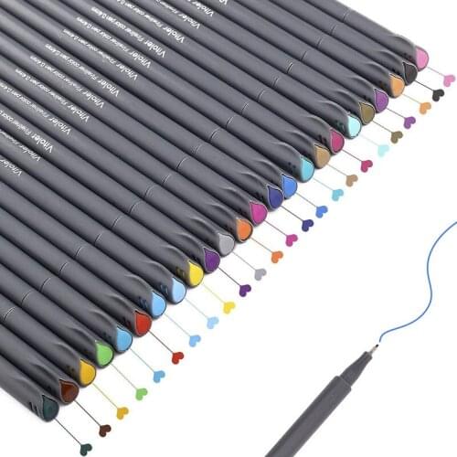 24 Pcs/Box kawaii Drawing Painting Marker Metallic Color watercolor Pens Black Paper Art Supplies and school Stationery material