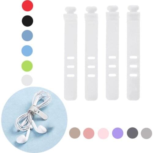 4Pcs Silicone Cable Winder Earphone Data Line Mouse Keyboard Cable Cord Organizer Holder Winder for Phone Computer