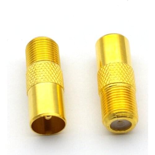 5pcs Gold plated F female jack to IEC PAL DVB-T TV male plug RF adapter connectr