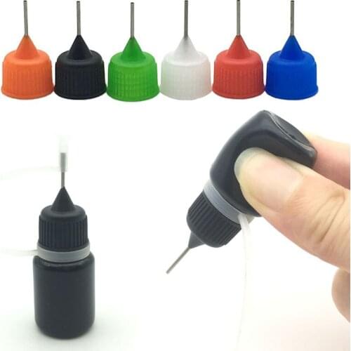 5pcs Empty Black PE Vial Plastic Dropper Bottle Metal Needle For Liquid Container 5ml Jar