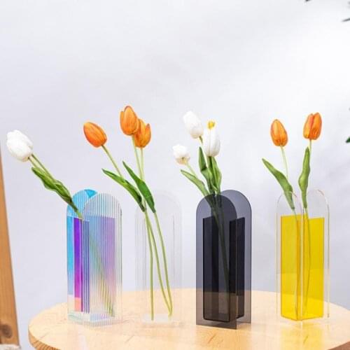Acrylic Durable Flower Vase Decoration Vase Holder Flower Basket Nordic Living Room Decor Table Ornament Vases for Flowers