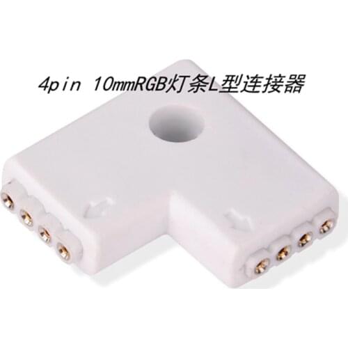 ALLiSHOP 100Pcs 4 pin LED Connector L Shape For Connecting Corner Right Angle 10mm 5050 LED Strip Light RGB Color No soldering