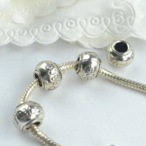 10 pcs Wholesale Metal peace Beads Tibetan Silver big hole Beads for Bracelet Jewelry Making 18131