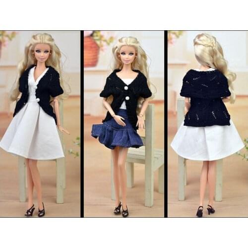 1/6 Black Knitted Winter Sweaters Top for Barbie Doll Clothes Outfits Handmade Coat Casual Wear 11.5" Dolls Accessories Kids Toy