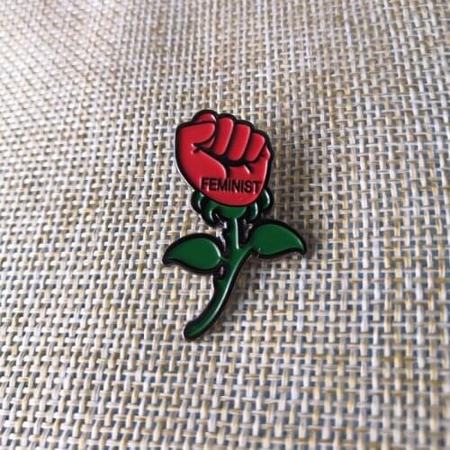 Feminist Rose Enamel Pin declare all the females classiness and beauty Jewelry