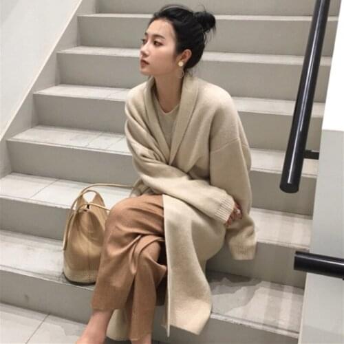 Autumn Winter Thick Long Cardigan Knitted Sweater Women Long Sleeve Female Jumper Cardigan Casual Streetwear Open Stitch Sweater
