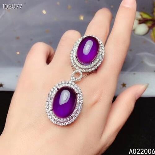 KJJEAXCMY fine jewelry 925 sterling silver inlaid amethyst female suit ring pendant gemstone two sets classic