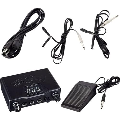 Digital Tattoo Machine Power Set with Clip Cord&Foot Pedal Switch US Plug
